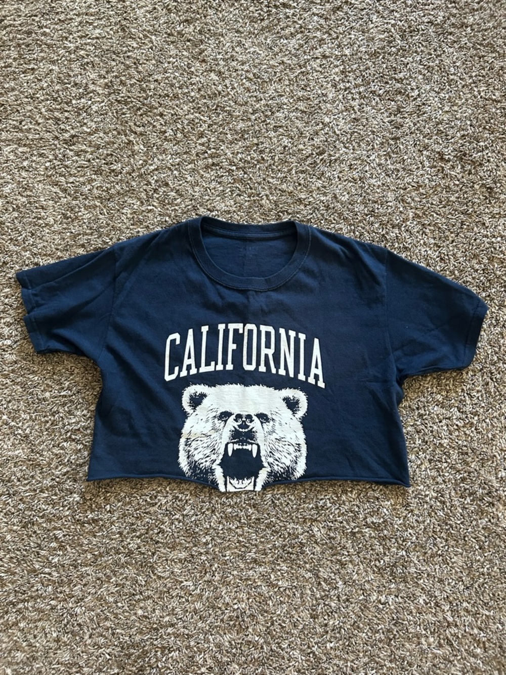 California Bear Graphic Crop Top - Navy